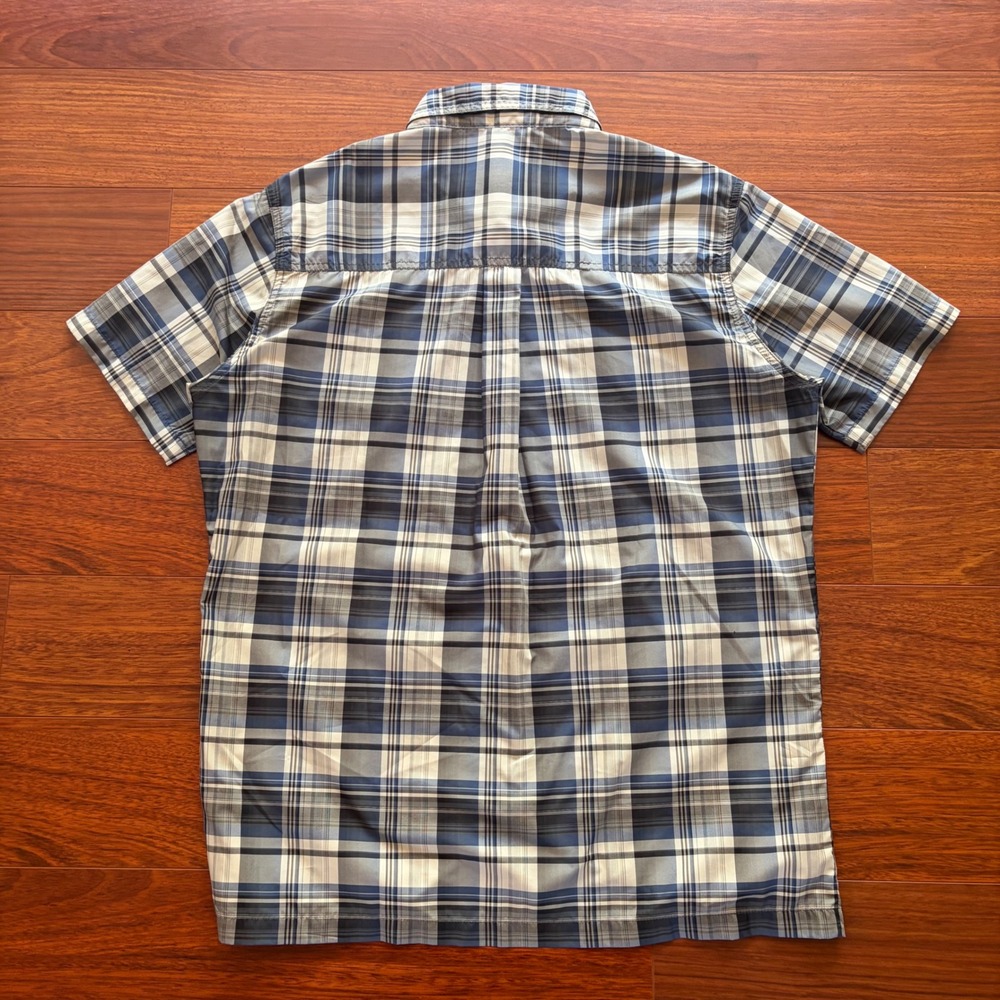 Kuhl Mens Short Sleeve Button Down Plaid Hiking Shirt Blue Grey Medium - Picture 3 of 6